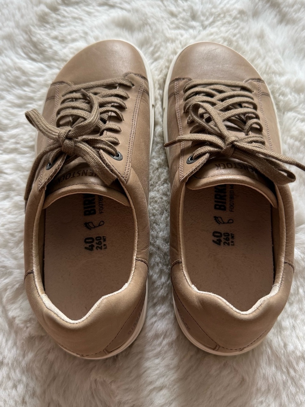 Birkenstock Bend Low Casual Sneaker Beige Leather Size EU 40 / US 9 - Picture 8 of 9